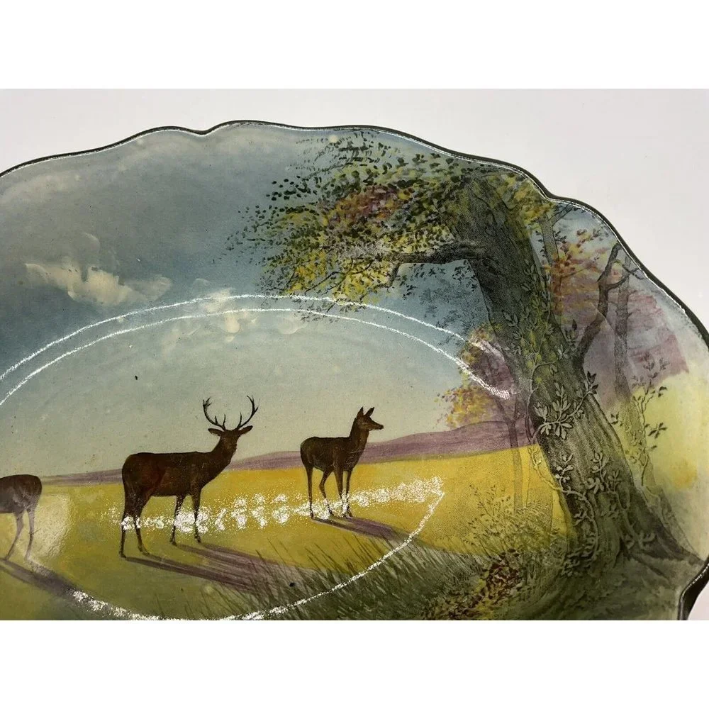 Royal Doultan Vintage Vegetable Serving Dish Deer Grazing Pattern 1927-1932